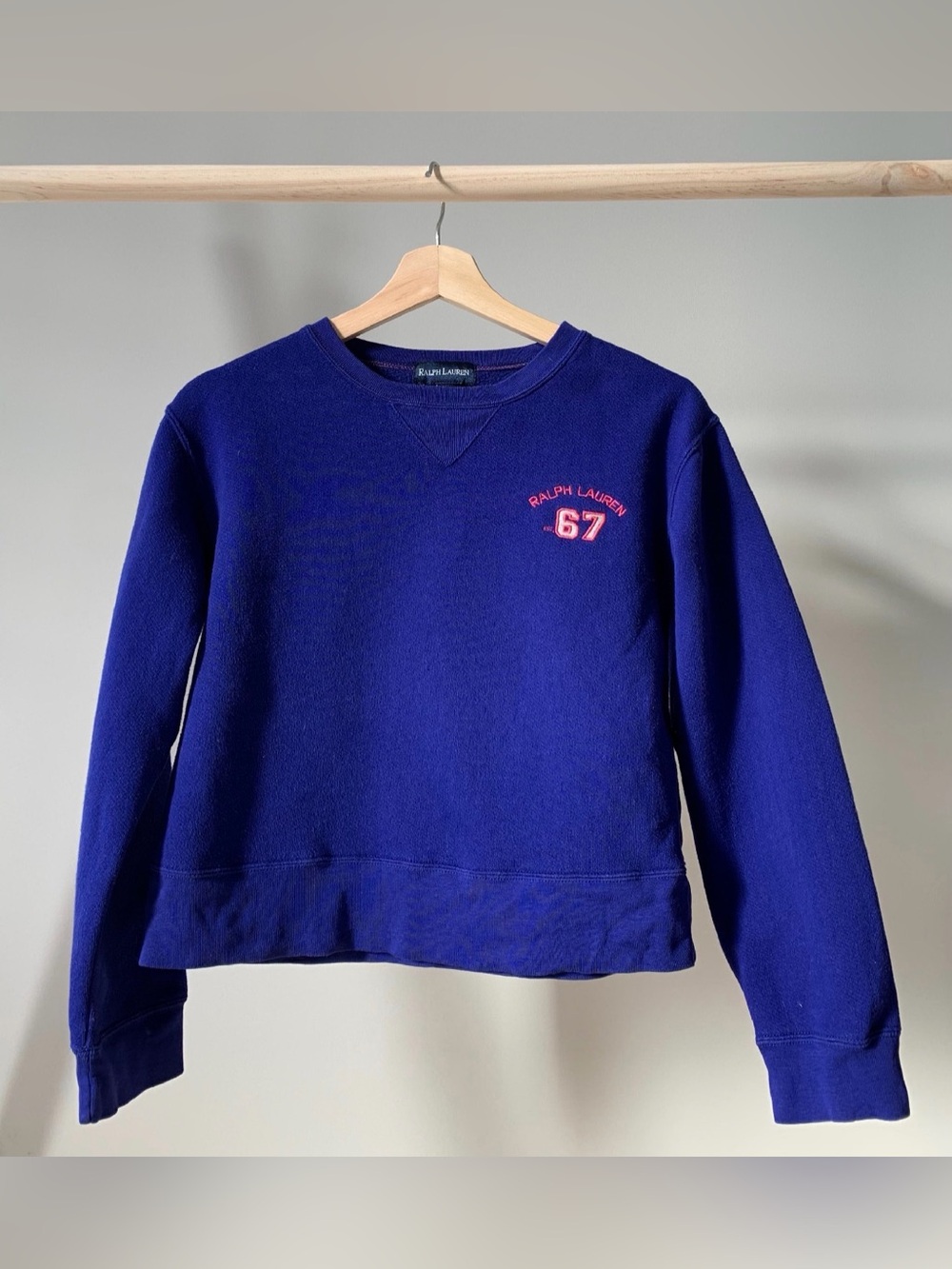 Ralph Lauren Navy Crewneck Sweatshirt with '67' Logo LG